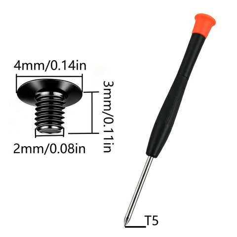 14Pcs Wallet Screw Kit T5 Cross Screws Anti Loosening M2x3 Black Zinc Plated 304 Stainless Steel with T5 screwdriver