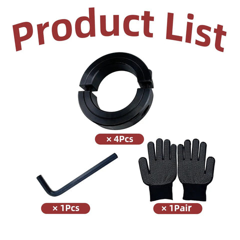 Beefy Heavy Duty Clamp On Set Screw Collar With 2 Inch Bore, 4-Piece set with gloves and hex key, black oxide coated.