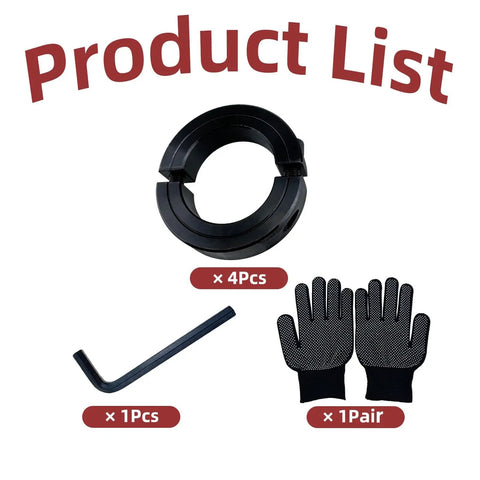 1-1/2 Inch Bore Clamp-On Set Screw Collar, 2-3/8 Inch OD, Double Opening, Black Oxide, Allen wrench, gloves set
