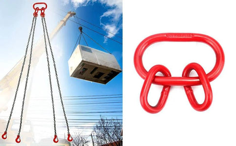 Chain Sling Ring Oblong Master Link Hoist Ring For Lifting Rigging Grade 80 8 Ton 17636 Lb Capacity G80 Steel Red Heavy Duty
