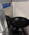 Installed self adhesive fridge insulation heat shield panel 48 by 40 inches behind stove, thermal board for kitchen