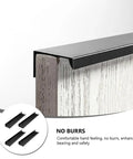 4 Pack Matte Black Hidden Pull Handles 80mm for cabinets, shown on a wooden edge, highlighting the sleek, durable, burr-free surface