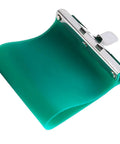 Single green wrap from Six Pack 11 Oz 3D Sublimation Silicone Mug Wraps For Printing, showing stainless steel clamp