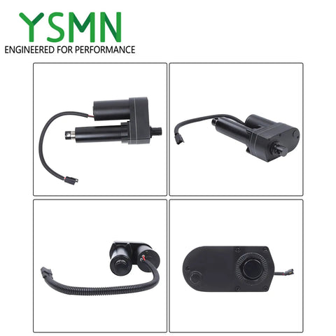 Farm Tough Round Baler Linear Actuator Straight Bolt On Replacement For New Holland 848 853 855 No Sweat Install GF12 1004 768929 Bulletproof Hay Rig Gear linear actuator with black housing and wiring.