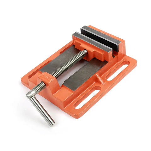 Beefy 4 Inch Drill Press Vise For Home Shop And Pro Workshops, Heavy Duty Cast Iron Clamp With Dual Mount Slots, Easy Mount On Any Drill Press, Orange Powder Coat For Extra Durability And Precise Holding