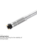 Close-up of Three Eighths Inch Drive Click Torque Wrench Ratchet For DIY And Pro Auto Work showing locking button