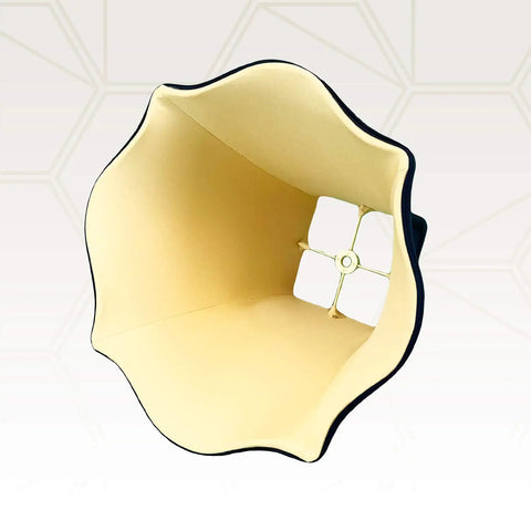 Black Fancy Square Bell Lamp Shade 5 X 12 X 9 Point 75 With Hand Tailored Silk Type Shantung Fabric And Softback Lining Easy Fit for table lamps showing interior gold lining from top view