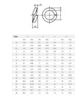 Heavy Duty Black Grade 8 Steel Split Lock Washers DIN127 GB93 size chart from M1.6 to M24 detailing dimensions