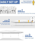 Steps for setting up a 10x20 Pop Up Canopy With Sidewalls And Carry Bag Easy Up Screened Gazebo for outdoor use.