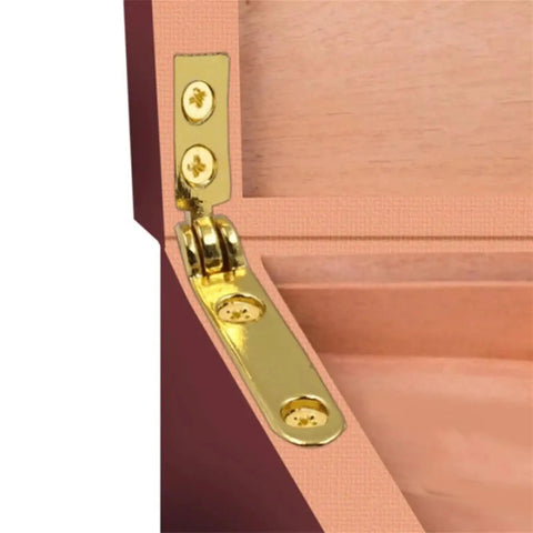 Close-up of Ten Piece Gold 90 Degree Spring Hinge For Gift Box Jewelry Case Wine Box Wooden Box Corner Hardware Bracket