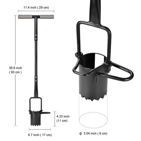 Long Handle Bulb Planter With Serrated Base For Easy Grass Plugging And Bulb Transplanting, 5 In 1 Garden Tool dimensions