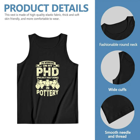 Fresh 100 Cotton Muscle Tank For Summer Gym Grinds Ultra Breathable Sleeveless Undershirt with humorous pottery design.