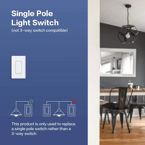Must Have Smart Light Switch No Neutral Single Rocker For Your Smart Home Setup Hub Required Sold Separately 2.4 GHz Wi Fi Compatible Easy Install With Voice Control Ready In Wall Lighting Upgrade, single pole