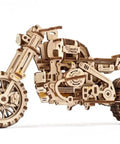 Motorcycle With Sidecar Scrambler UGR-10 3D Wooden Puzzle Kit For Adults, Dope Moving Engine And Dual Suspension, 380-Piece Laser-Cut DIY Model, Rubber Band Powered, No Glue Needed, Collectible Moto Puzzle, wooden side view