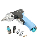 Heavy Duty Mini Air Impact Wrench 65Nm Torque 12000 Rpm With Variable Speed Control Lightweight Aluminum Body and accessories.