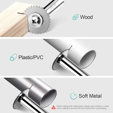 PVC Pipe Inside Cutter Kit With Titanium Coated Saw Blades For Plumbing Internal Cutter Top Notch Hex Shank One And One Quarter Inch And One And Three Quarter Inch Diameters Includes Four Blades For Cutting Inside ABS And Plastic Pipes