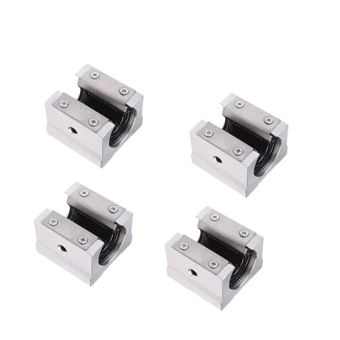 Linear Motion Bearing Slide SBR10UU 10mm Length For CNC Parts And 3D Printer Projects, 4 silver blocks