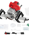 Rock Solid 1800W Electric Tile Bevel Cutter With 43 Degree Adjustable Chamfering Machine and Integrated Water Pump components and accessories.