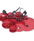 Pro Bi Metal Hole Saw Kit With 13 Sizes Plus Drill Bit, Hex Wrench And Opener For Cutting Soft Wood Plywood PVC Sheets Smoothly Today red bi-metal hole saws