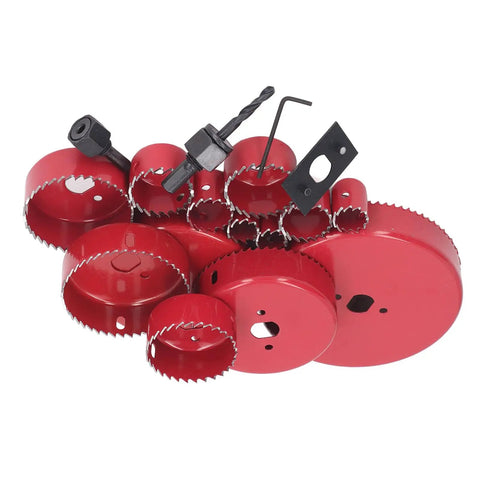 Pro Bi Metal Hole Saw Kit With 13 Sizes Plus Drill Bit, Hex Wrench And Opener For Cutting Soft Wood Plywood PVC Sheets Smoothly Today red bi-metal hole saws