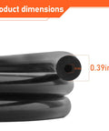 Close-up of Black High Temp Silicone Vacuum Tubing Hose 5 Foot Roll, 3.5mm Inner Diameter, showing 0.13in thickness.