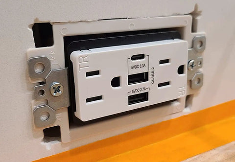 Installed 1-Gang Non-Metallic Electrical Outlet Box Extender For Power Receptacles And Switches UL Listed 5 Pack in wall