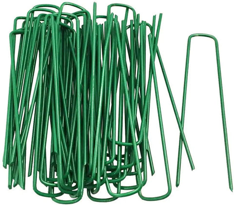 Heavy Duty Garden Stakes And Ground Anchors U Shape Steel Nails For Artificial Grass Sod Weed Membrane And Grass Fabric Netting 15 Pack Built To Last Rust Resistant And Bend Proof, green stainless steel, assembled