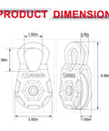 Diagram of Snatch Block 12 Ton Heavy Duty Winch Pulley For Off Road Recovery with dimensions in inches.