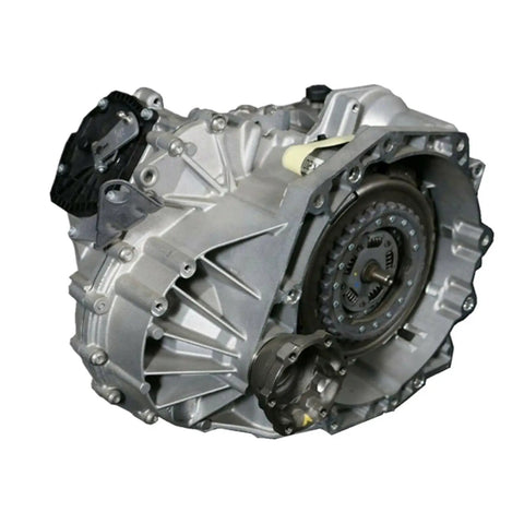 DQ200 7 Speed Automatic Transmission Assembly With Mechatronic And Dual Clutch showing detailed mechanical components from a side angle.