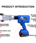 Beefy Electric Hydraulic Cable Cutter 80Kn Auto Wire Cutter with 360 Degree Rotating Heads showing labeled features.