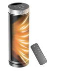 Portable Ceramic Space Heater With Remote Control, 3 Heat Settings 700W 1000W 1500W, black cylindrical design with LED display
