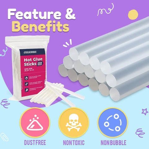 Bulk Mini Hot Glue Sticks 200 Pack Four Inch Length 0.27 Inch Diameter For Small Glue Guns Great For Crafts Wreaths