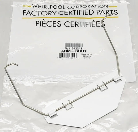 Refrigerator Ice Maker Shut Off Arm Assembly Genuine OEM New In Factory Sealed Packaging Stainless Steel USA Made Replacement Part For Ice Maker System Durable And DIY Friendly Install, packaged shut off arm