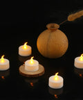 LED Tea Lights 24 Pack Flameless Battery Operated Decor Lights Warm Yellow Flickering Glow No Open Flame Kid And Pet Friendly