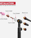 All-In-One 50-Piece TIG Welding Torch Accessories Kit With Alumina Nozzle, Stubby Gas Lens, Glass Cup installation parts