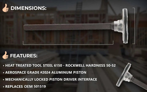 Aftermarket Piston Driver For F-350S Nailer With O Ring 502104 showing aerospace grade aluminum construction and features