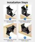 Installation steps for Heavy Duty Folding Brackets 4 Pack With Screws, Self Locking Steel Hinges for table legs.