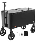 80 Quart On Wheels Ice Chest Cart With 2 Stage Telescopic Handle And Dual Swivel Casters A Party Ready Beverage Station For Beach Patio Or Park Keeps Drinks Cold With Divider Black