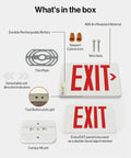 Six Pack Red LED Exit Signs Double Sided With 90 Minute Battery Backup For Emergency Exits High Visibility 6 Inch Letters Visible From 100 Feet With Arrow Knockouts And Durable Acrylic Faces For Long Term Hallway Safety, parts included