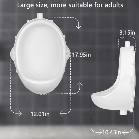 Dimensions of Waterless Portable Urinal for Men Large Plastic Urinal With Inlet Pipe Connection No Fuss Cleanup