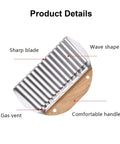 Rpanle veggie crinkle cutter with stainless steel wave blade and wooden handle; potato carrot French fry slicer