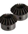 Two Piece Modulus 2 Bevel Gear Set With 20 Teeth 14mm Bore 90 Degree Tapered Bevel Made From 45 Steel Beefy Heavy Duty Gear