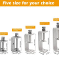 Heavy Duty 304 Stainless Steel C Clamp Set Of 2 Tiger Woodworking Clamps showing five sizes with clamping ranges and specs.