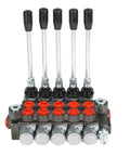 Front view of Five Spool Adjustable Hydraulic Directional Control Valve Monoblock For Tractor Loader 13 GPM 3600 PSI cast iron