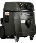 Badass Portable Dust Extractor With 157 Cfm Raw Suction And 110V Corded Plug For Knocking Off Sanding Debris And Fast Orbital Sander Hookup Featuring Automatic Filter Flush And Variable Throttle Switch on wheels for easy transport.