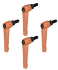 Orange Adjustable Clamping Lever Handles Set For Quick Release And Locking M8 x 16mm Male Thread 63mm Lever shown in multiple views