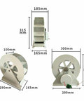 Dimensions and angles of 50W To 100W Portable Water Turbine Generator With Low Speed Belt Drive Quiet Hydro Power For Off Grid Homes Ponds Rivers And Small Waterways 1-35V Output.