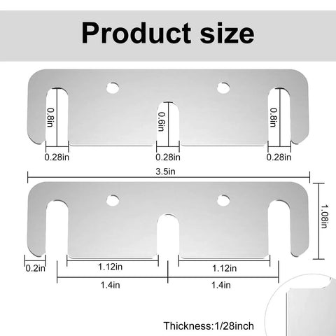 Diagram of Door Hinge Shims 0.035 Inches, 15 Pack Laser Cut Stainless Steel Kit With Brushed Silver Finish showing dimensions.