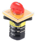 Three Phase Milling Machine Speed Control Switch with Forward and Reverse, metal and plastic, red knob, 64x64x42 mm