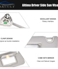 Driver Side Sun Visor With Light For Nissan Altima 2013 2014 2015 2016 2017 2018 Gray Left Replacement, features clasp and rotary interface